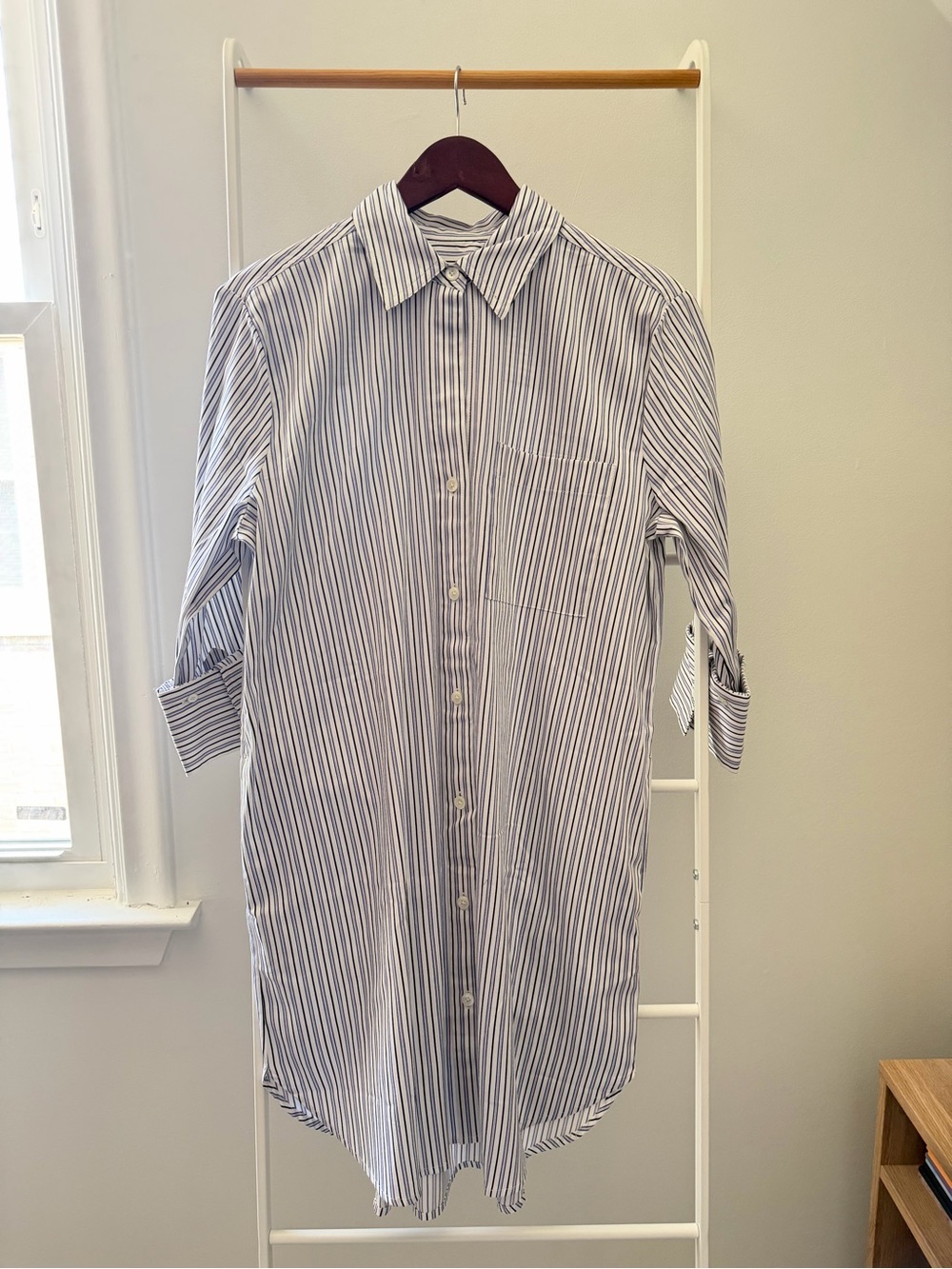 Madewell Dress Blue & White Vertical Stripe Button-Down